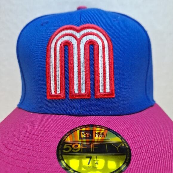 Mexico World Baseball Classic Blue/Pink New Era 59FIFTY Fitted Hat Sz 7 1/4 - Picture 4 of 8
